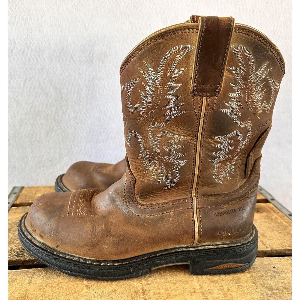Ariat Cowgirl Boots Western Brown Leather Women's Sz 8 Composite Toe Rodeo
